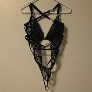 Victoria's Secret Black Lace Bodysuite/Lingere NEVER WORN New W/Tags! Size XL